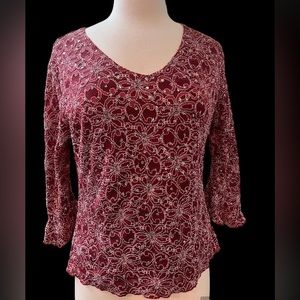 Dress Barn Maroon Lace Blouse in size XL